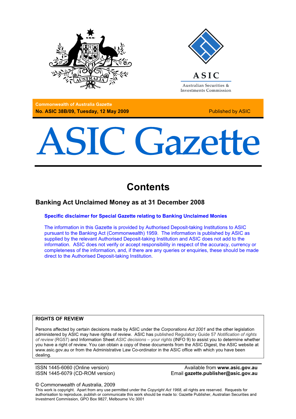 ASIC Gazette