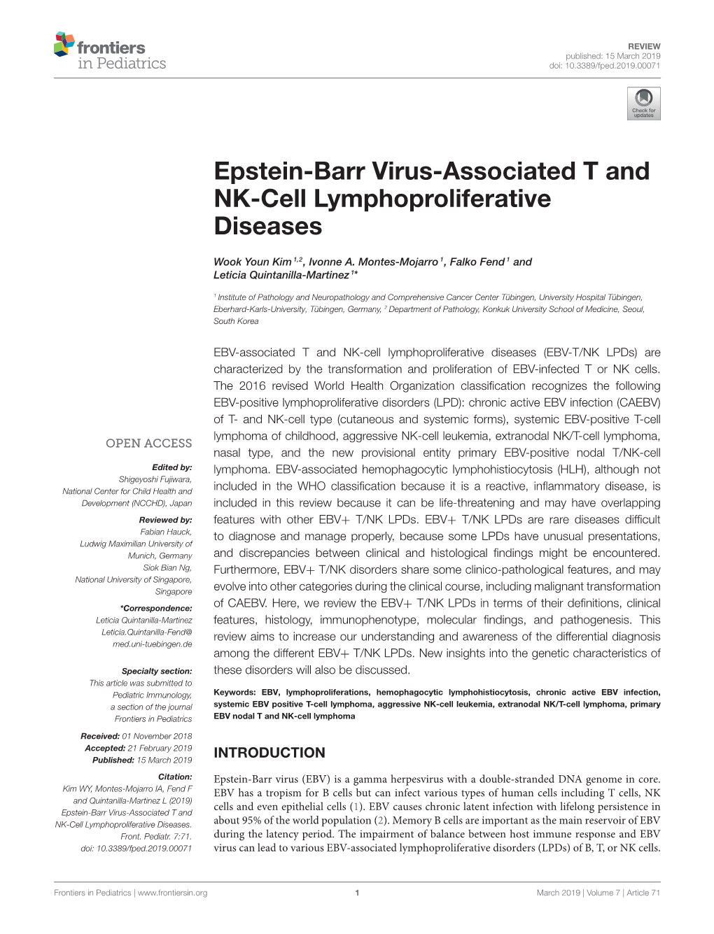 Epstein-Barr Virus-Associated T and NK-Cell Lymphoproliferative Diseases