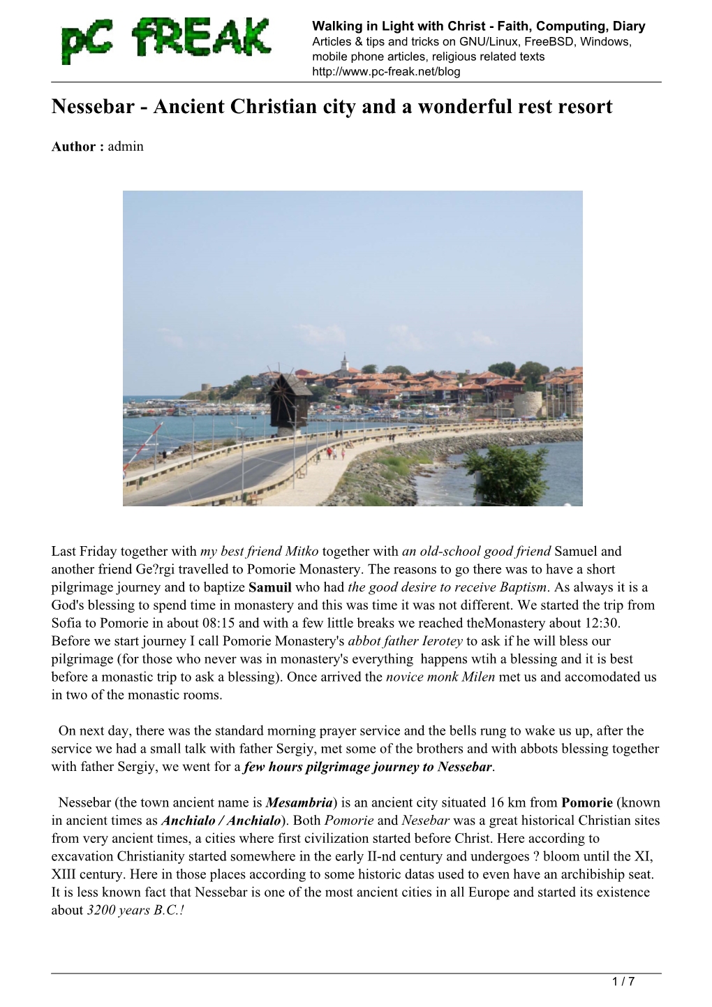 Nessebar - Ancient Christian City and a Wonderful Rest Resort