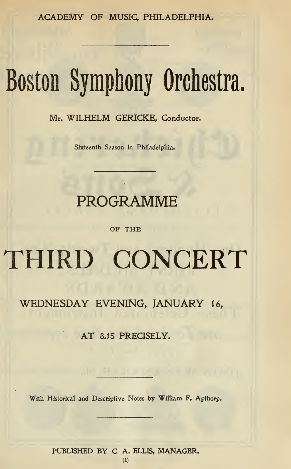 Boston Symphony Orchestra Concert Programs, Season 20,1900