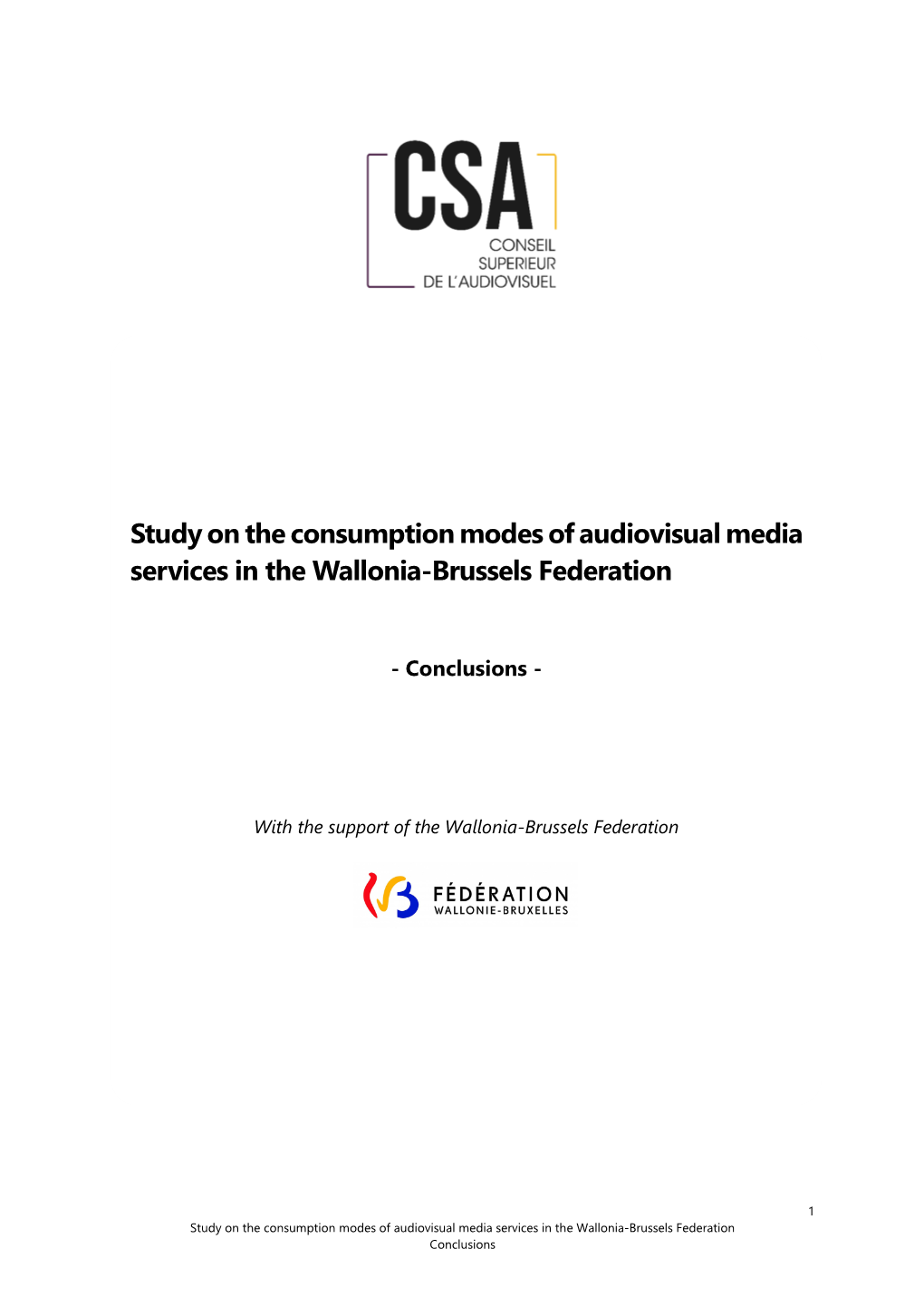 Study on the Consumption Modes of Audiovisual Media Services in the Wallonia-Brussels Federation