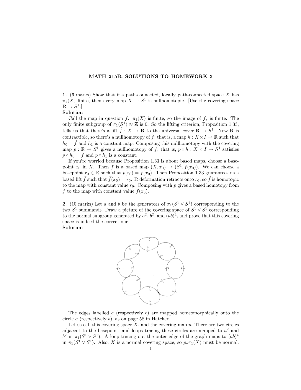 Show That If a Path-Connected, Locally Path-Connected Space X Has Π1(X)