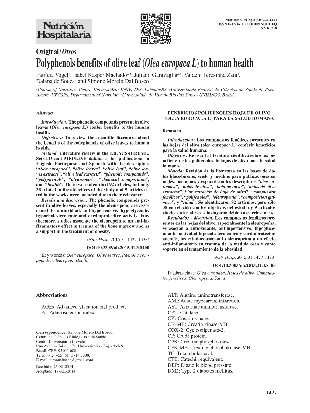 Polyphenols Benefits of Olive Leaf (Olea Europaea L) to Human Health