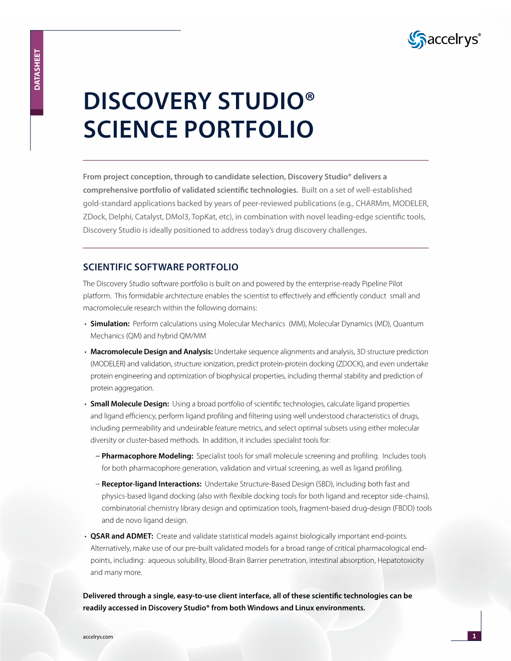 Discovery Studio® Science Portfolio
