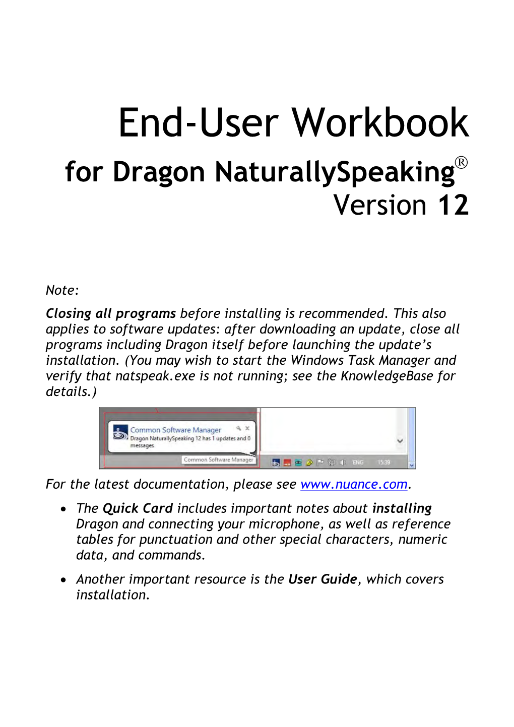 End-User Workbook for Dragon Naturallyspeaking Version 12
