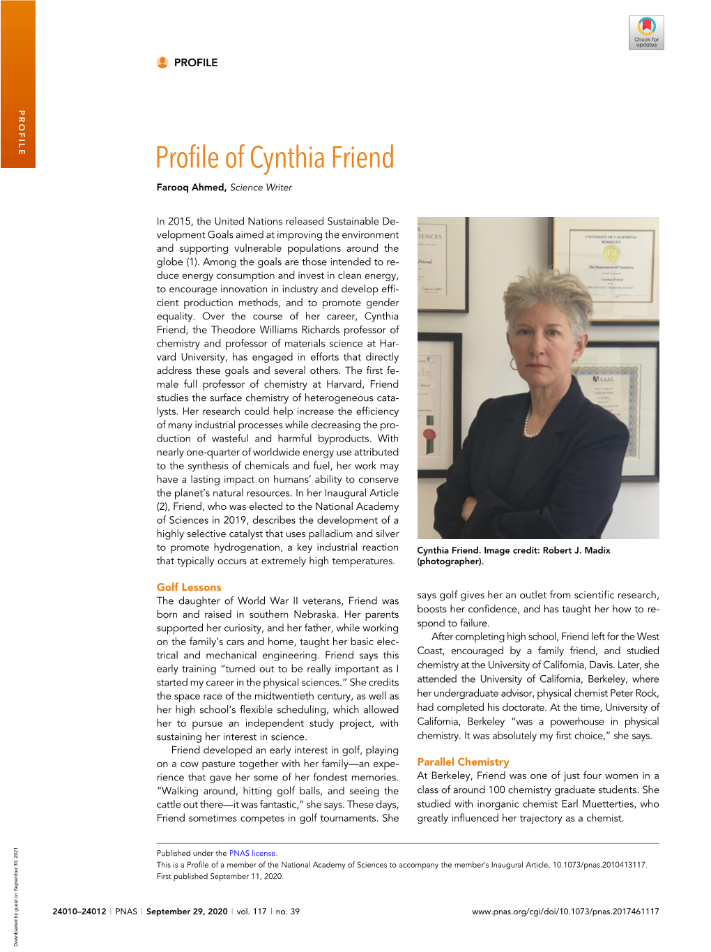 Profile of Cynthia Friend