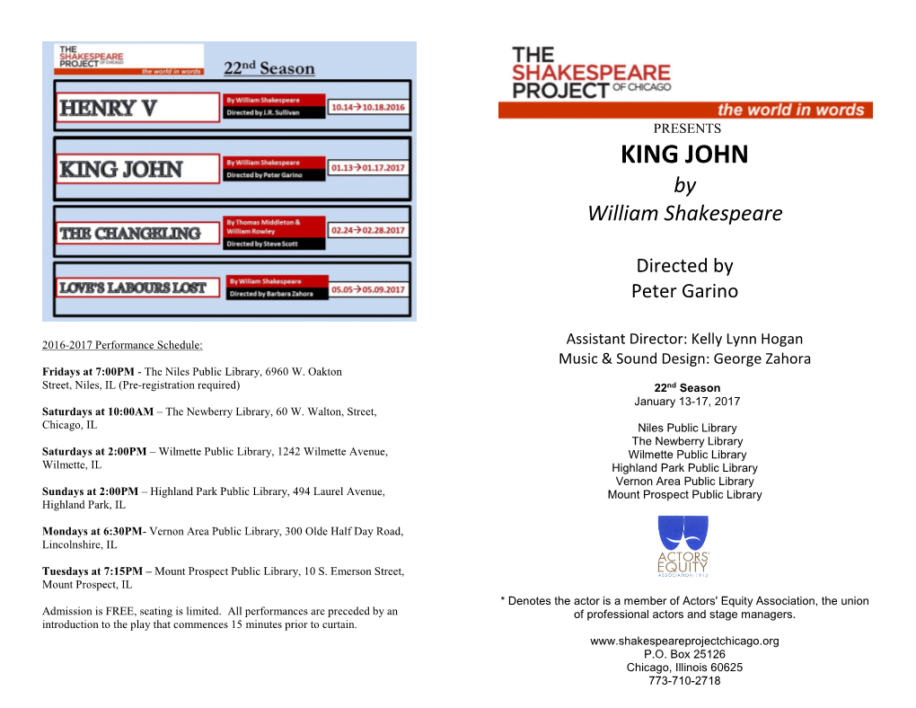 KING JOHN by William Shakespeare