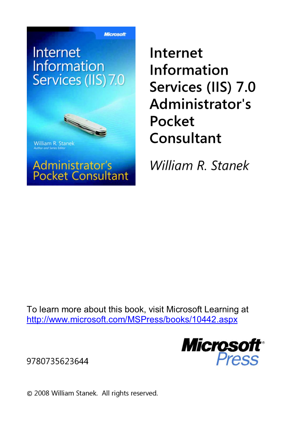 Internet Information Services (IIS) 7.0 Administrator's Pocket Consultant