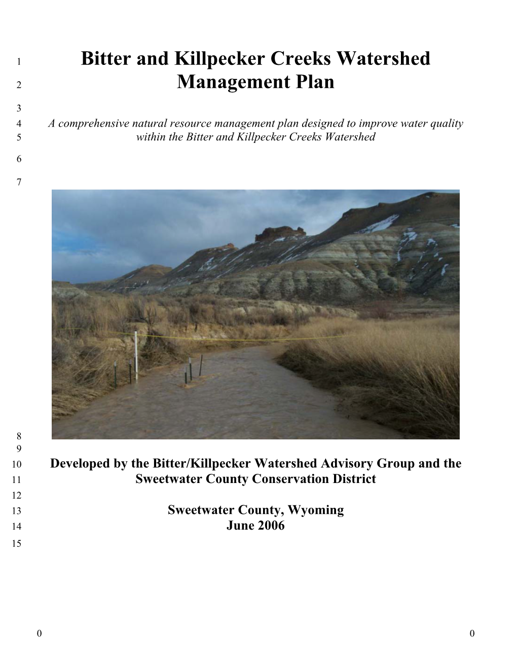 Bitter and Killpecker Creeks Watershed Management Plan