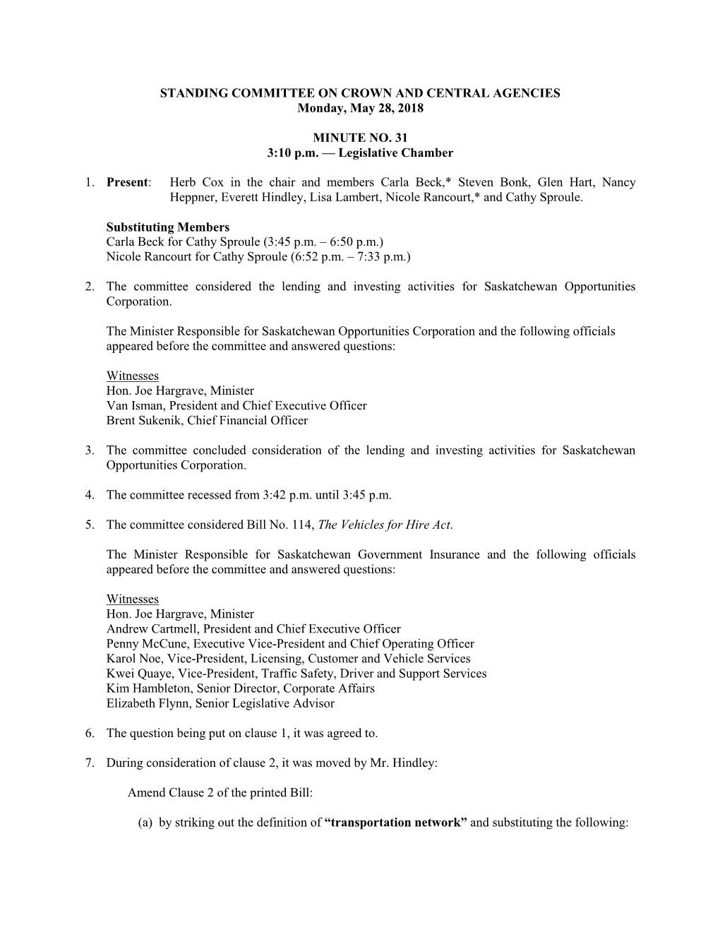 Standing Committee on Human Services