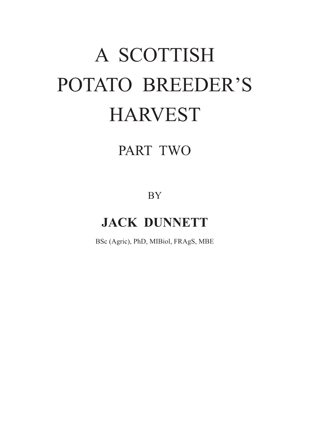 A Scottish Potato Breeder's Harvest