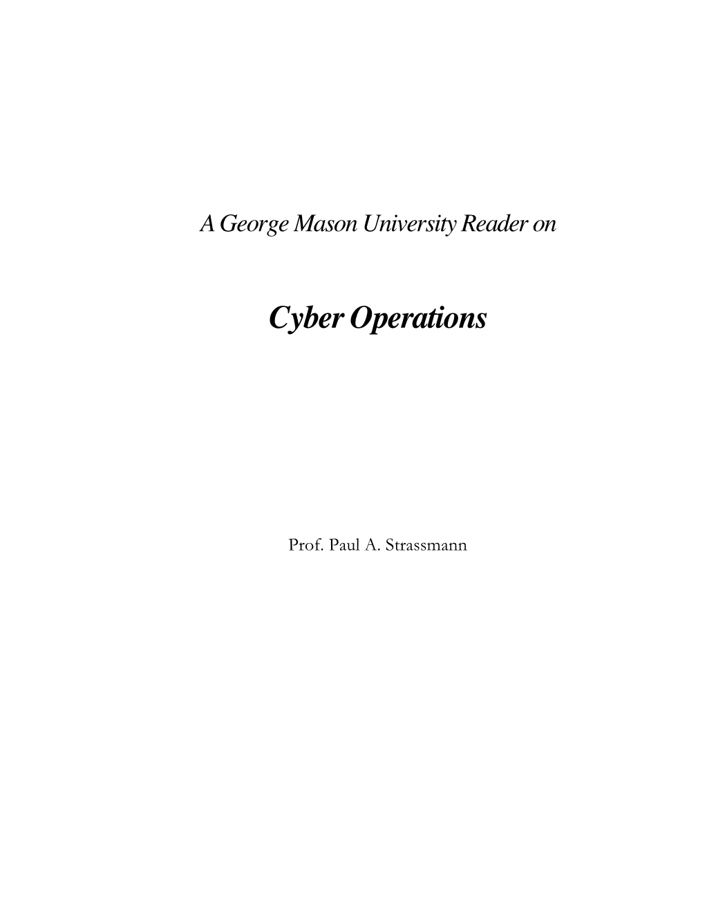 Reader on Cyber Operations