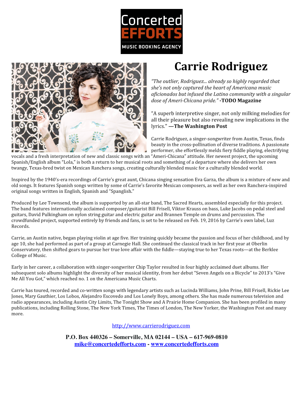 Carrie Rodriguez One Sheet