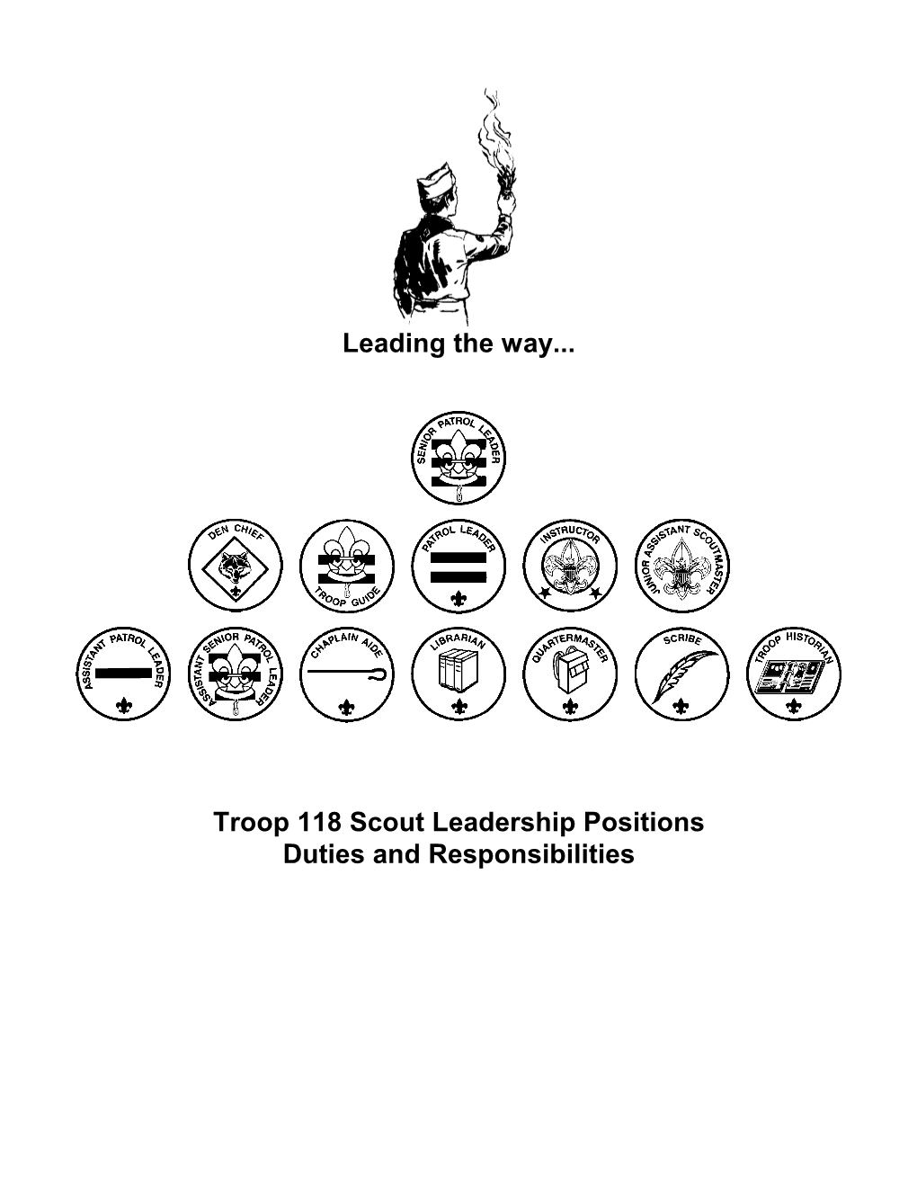 Leading the Way... Troop 118 Scout Leadership Positions Duties And