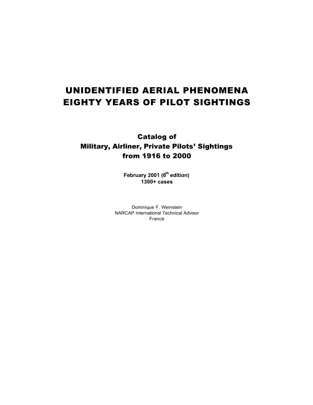 Pilot UFO Sightings