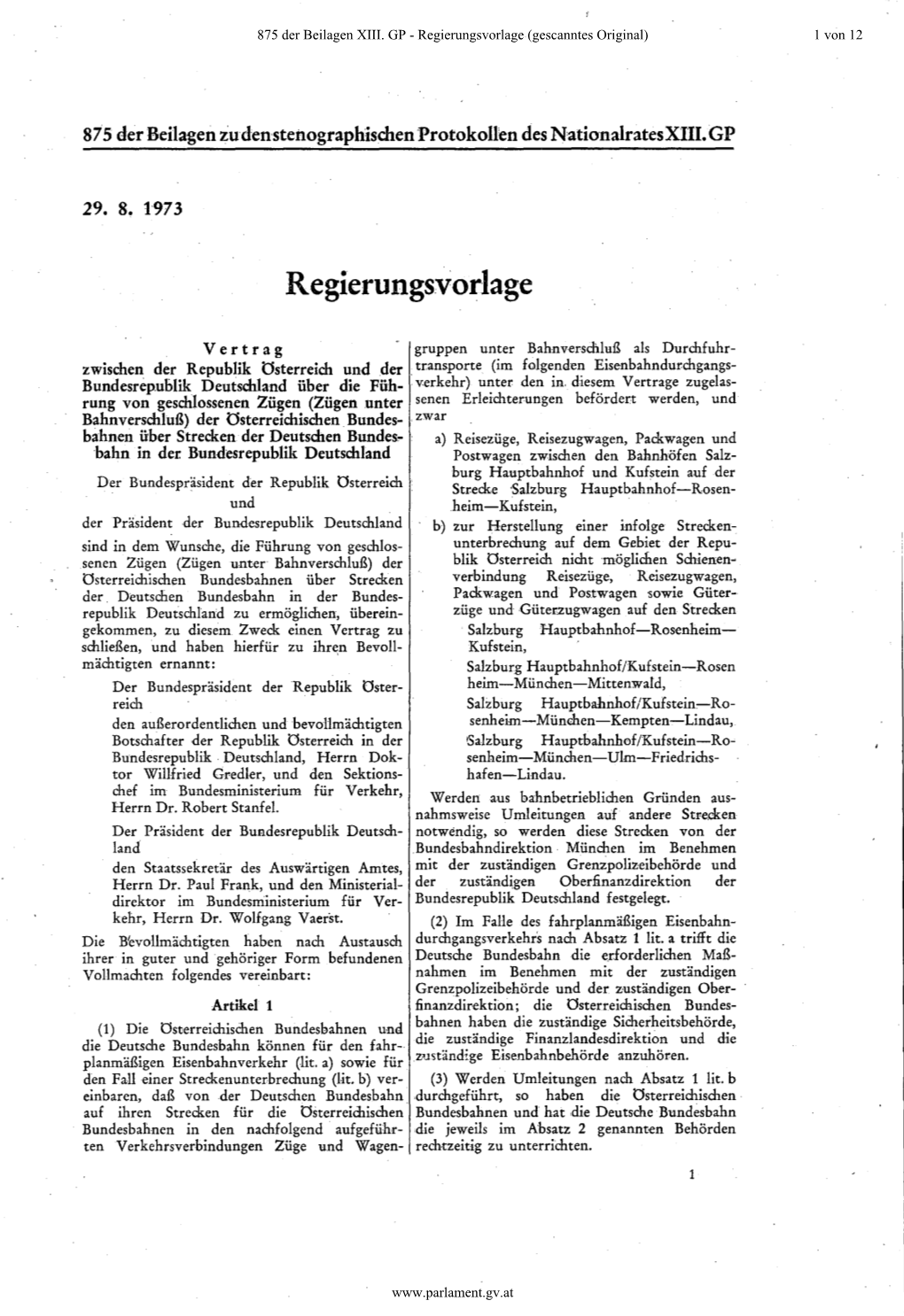 Regierungsvorlage (Gescanntes Original) 1 Von 12