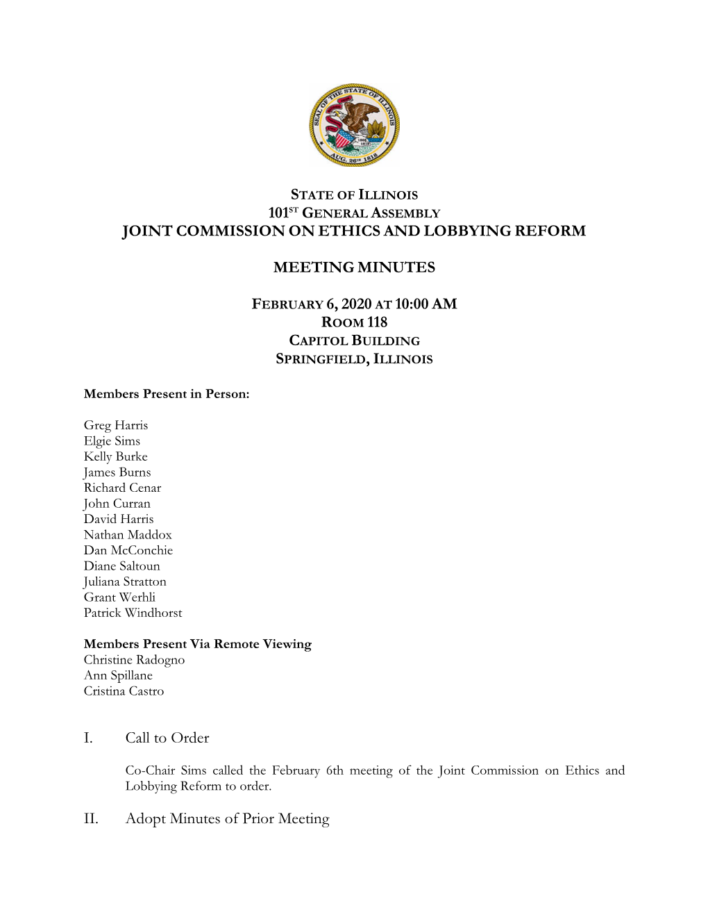 Joint Commission on Ethics and Lobbying Reform