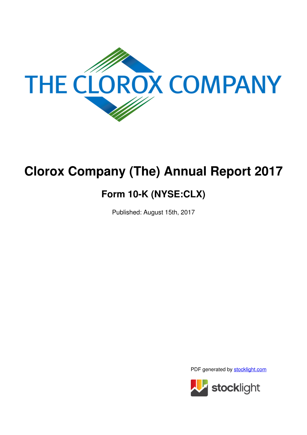 Clorox Company (The) Annual Report 2017