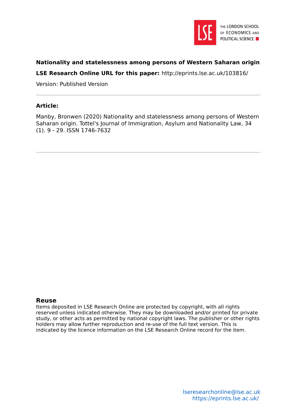 Nationality and Statelessness Among Persons Of