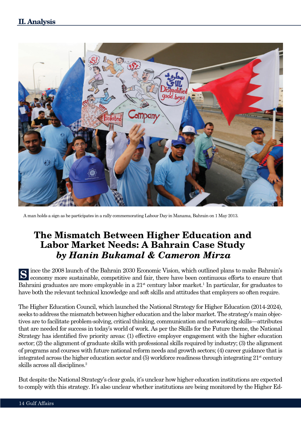 The Mismatch Between Higher Education and Labor Market Needs: a Bahrain Case Study by Hanin Bukamal & Cameron Mirza
