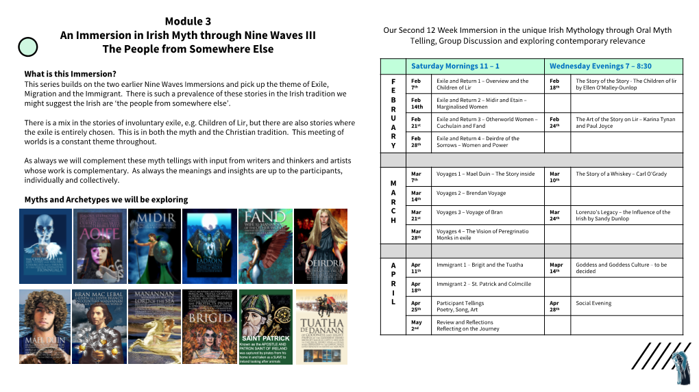 Module 3 an Immersion in Irish Myth Through Nine Waves III the People