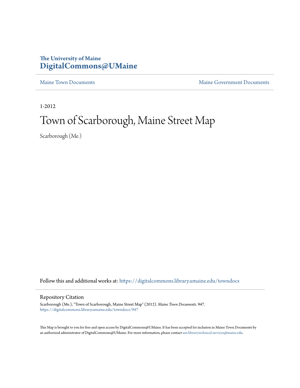 Town of Scarborough, Maine Street Map Scarborough (Me.)