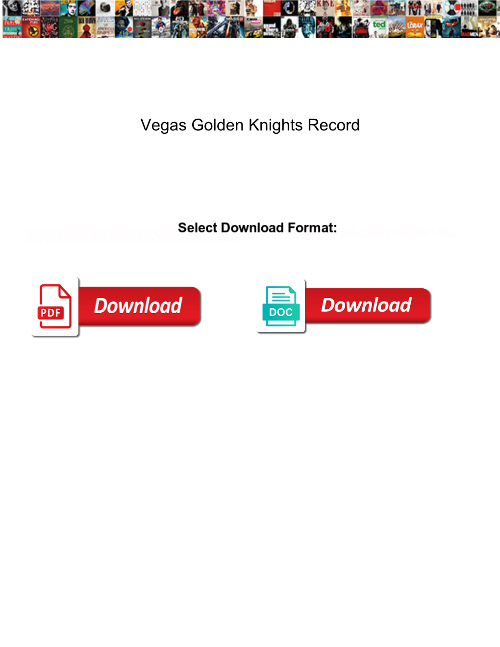 Vegas Golden Knights Record