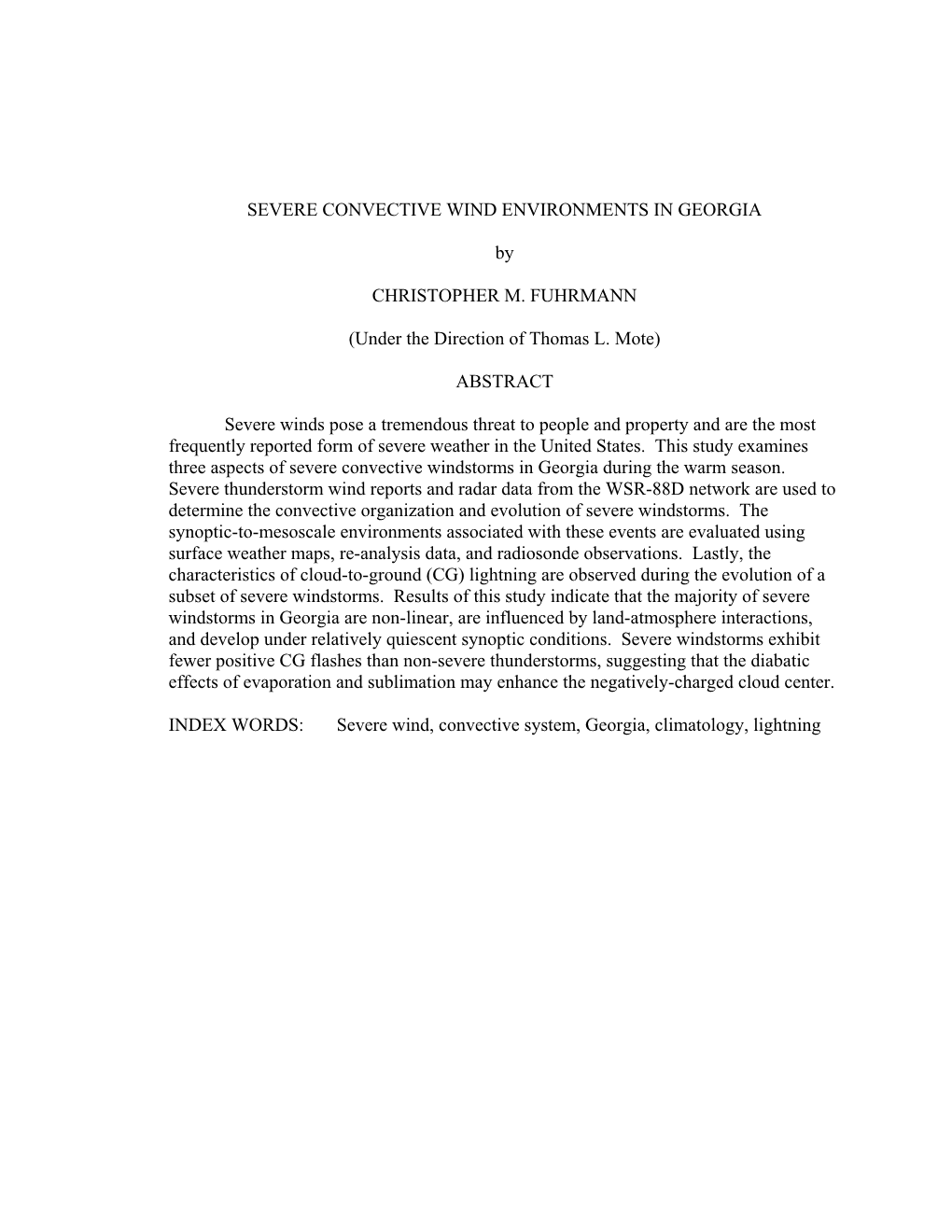 SEVERE CONVECTIVE WIND ENVIRONMENTS in GEORGIA By