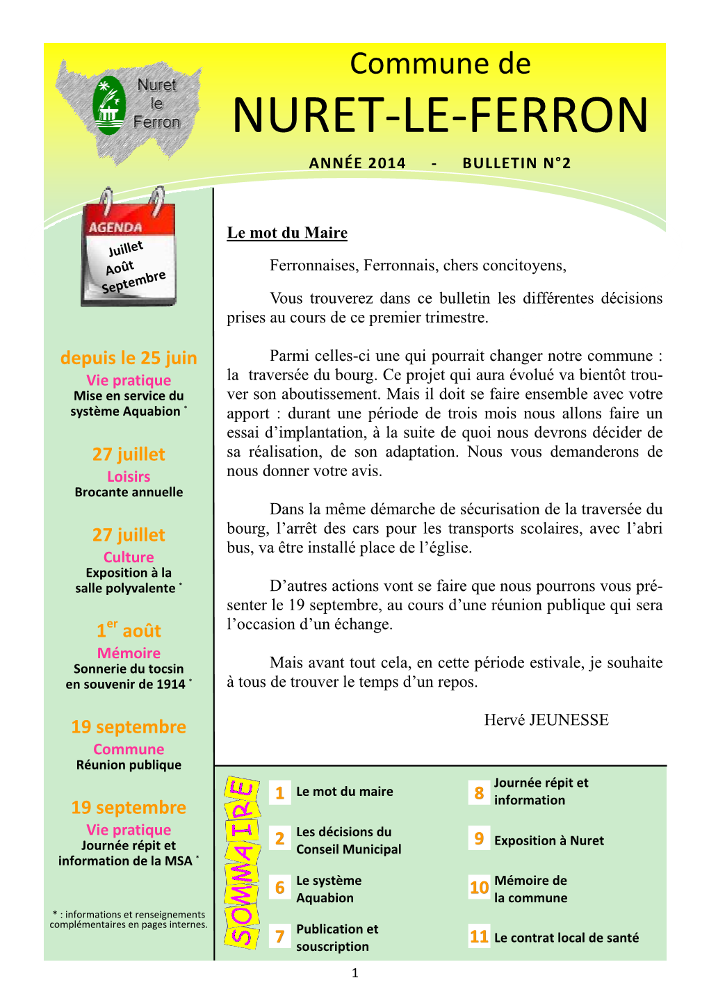 Nuret-Le-Ferron Année 2014 - Bulletin N°2