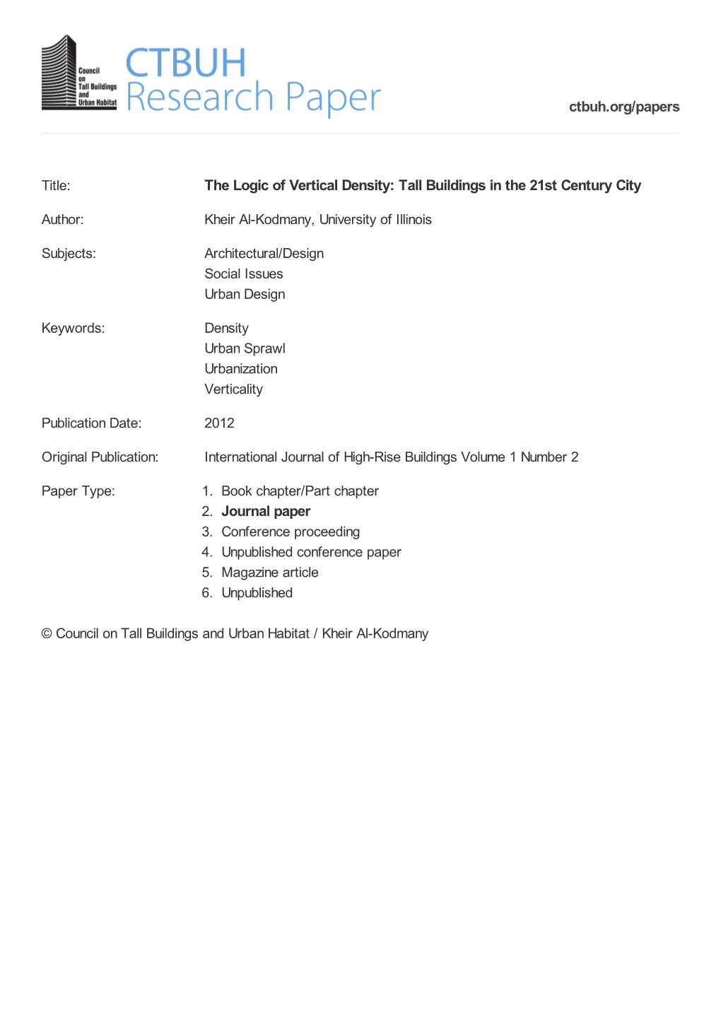 The Logic of Vertical Density: Tall Buildings in the 21St Century City