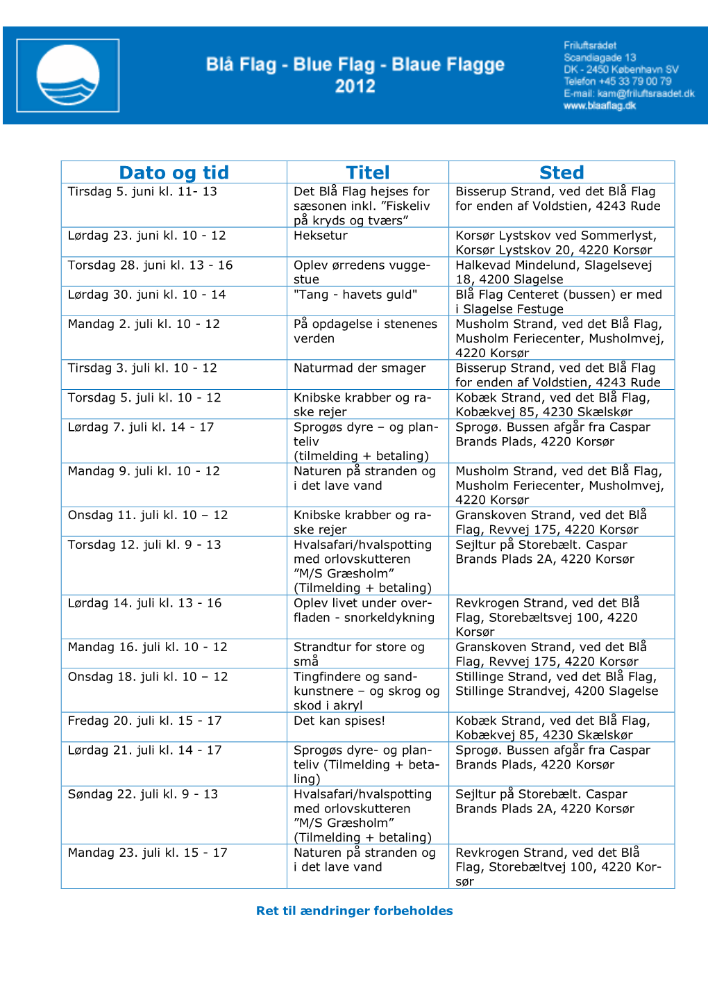 Programoversigt 2012