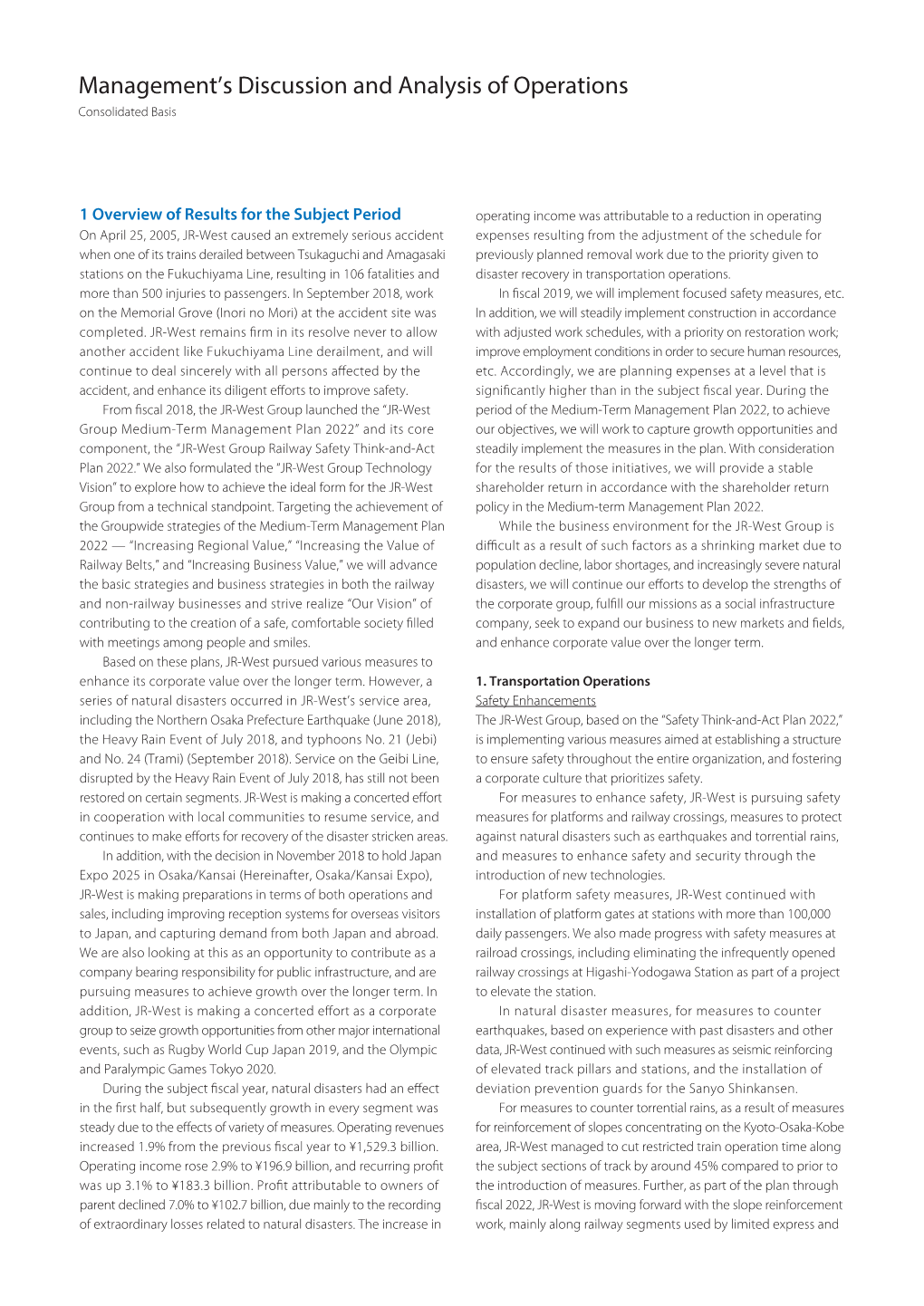 Management's Discussion and Analysis of Operations