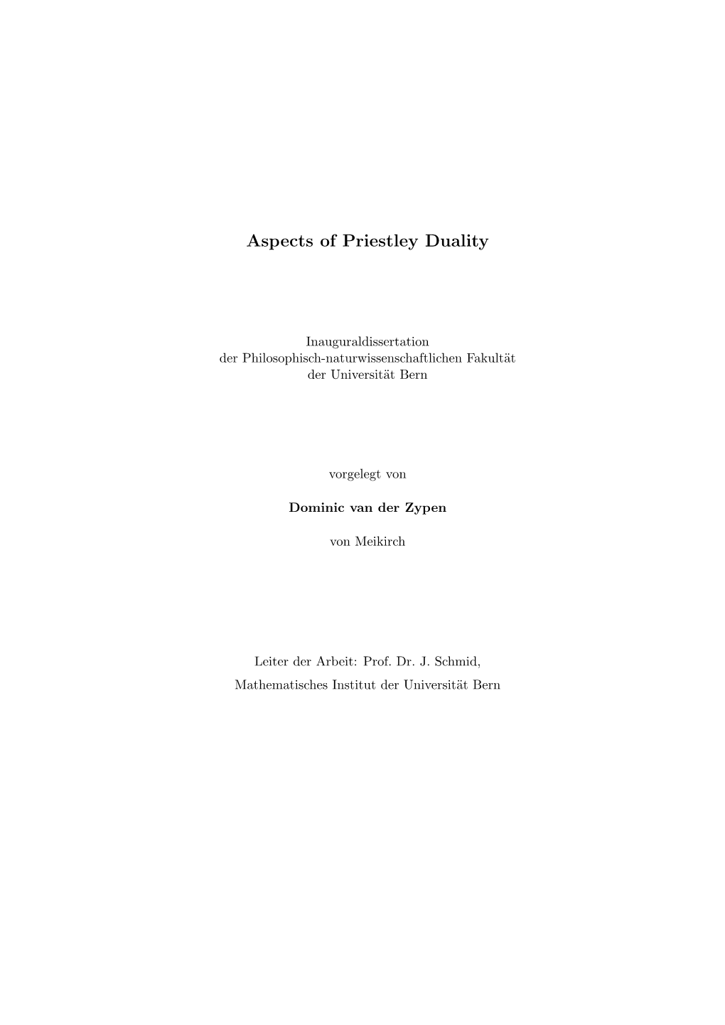 Aspects of Priestley Duality