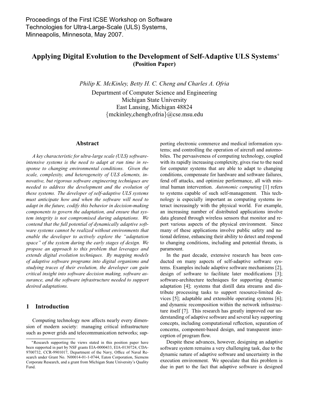 Applying Digital Evolution to the Design of Self-Adaptive ULS Systems