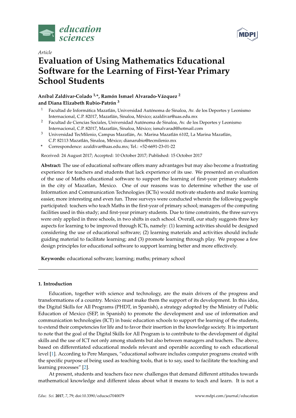 Evaluation of Using Mathematics Educational Software for the Learning of First-Year Primary School Students