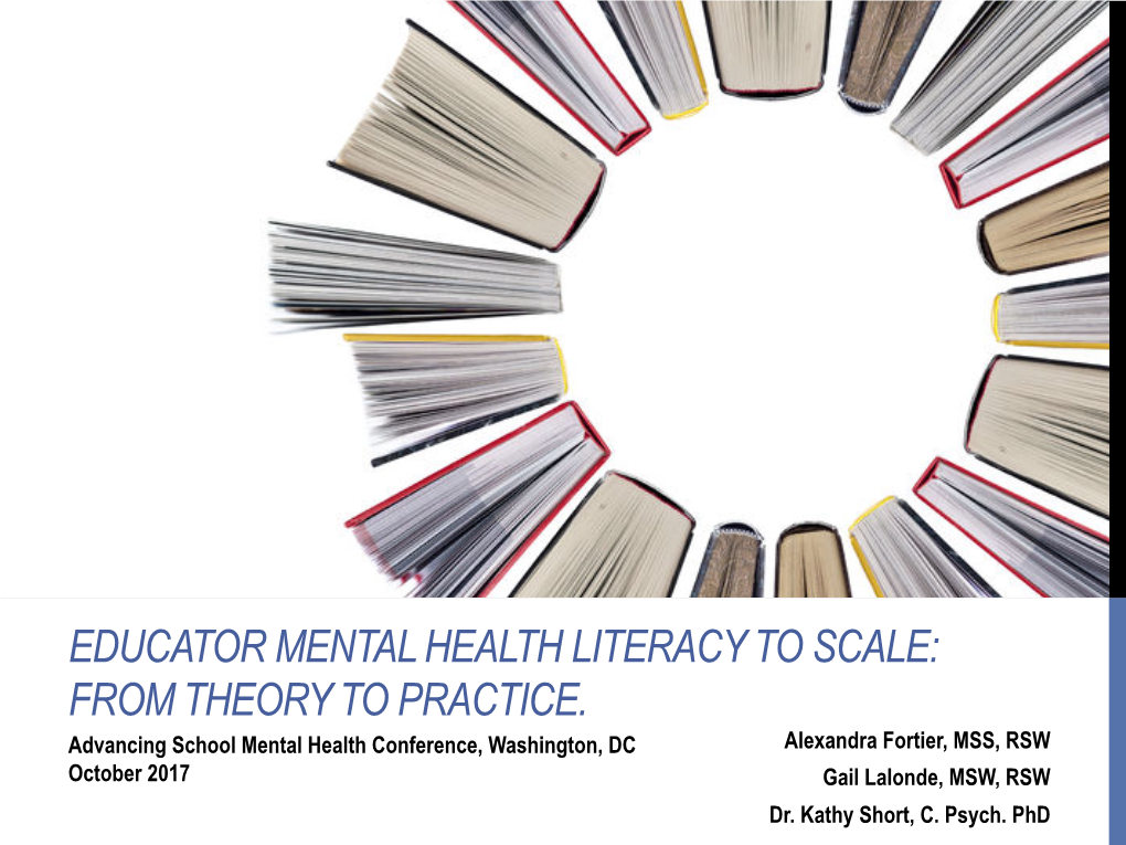 4.3 Educator Mental Health Literacy to Scale: from Theory to Practice