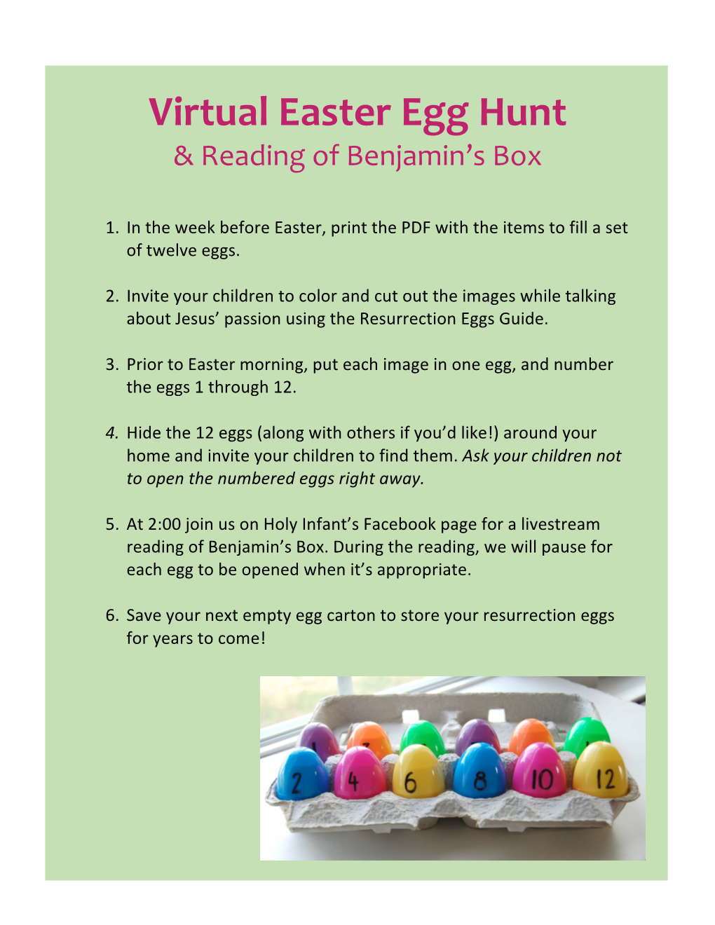 Virtual Easter Egg Hunt & Reading of Benjamin’S Box