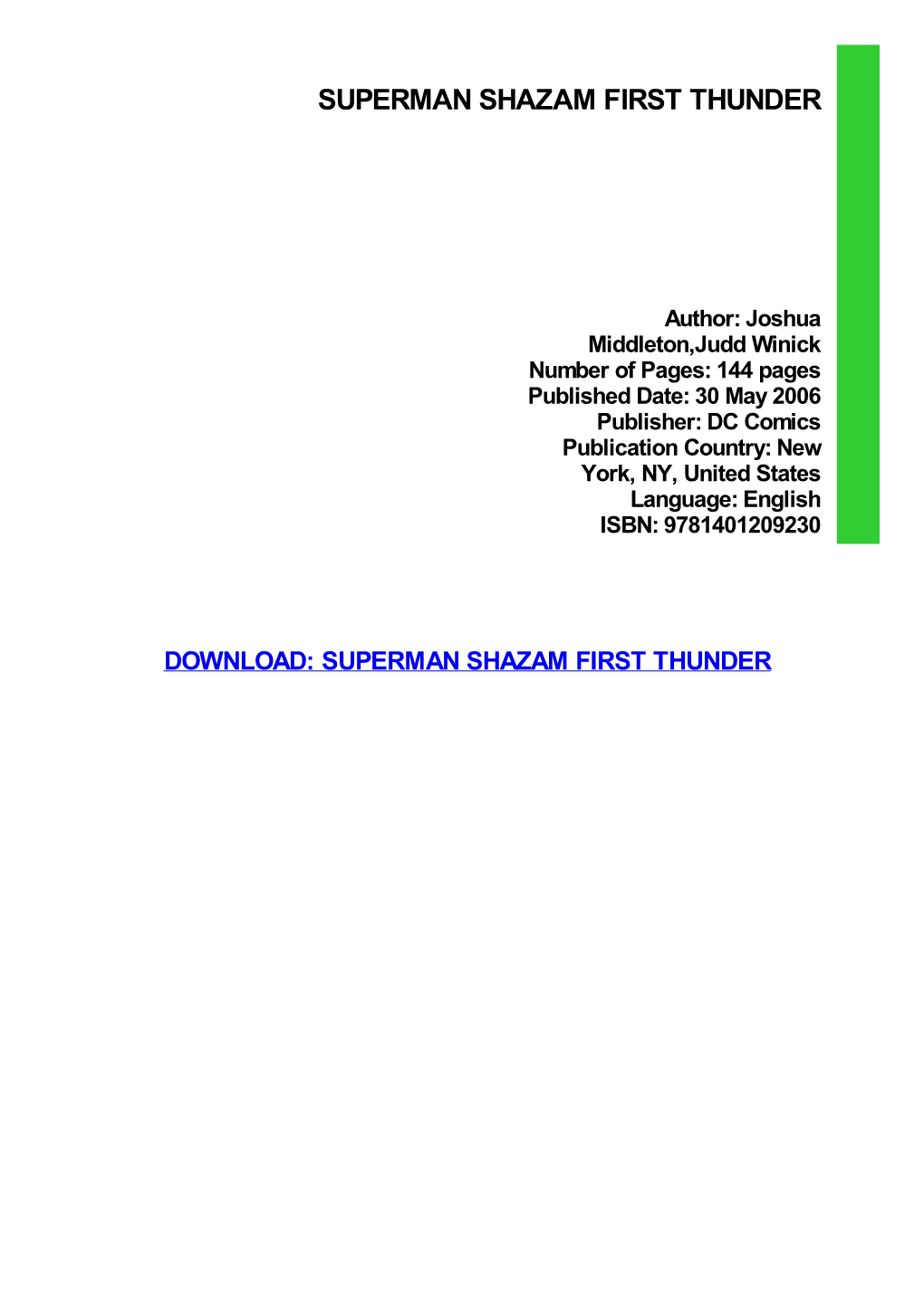 PDF Download Superman Shazam First Thunder Ebook Free Download