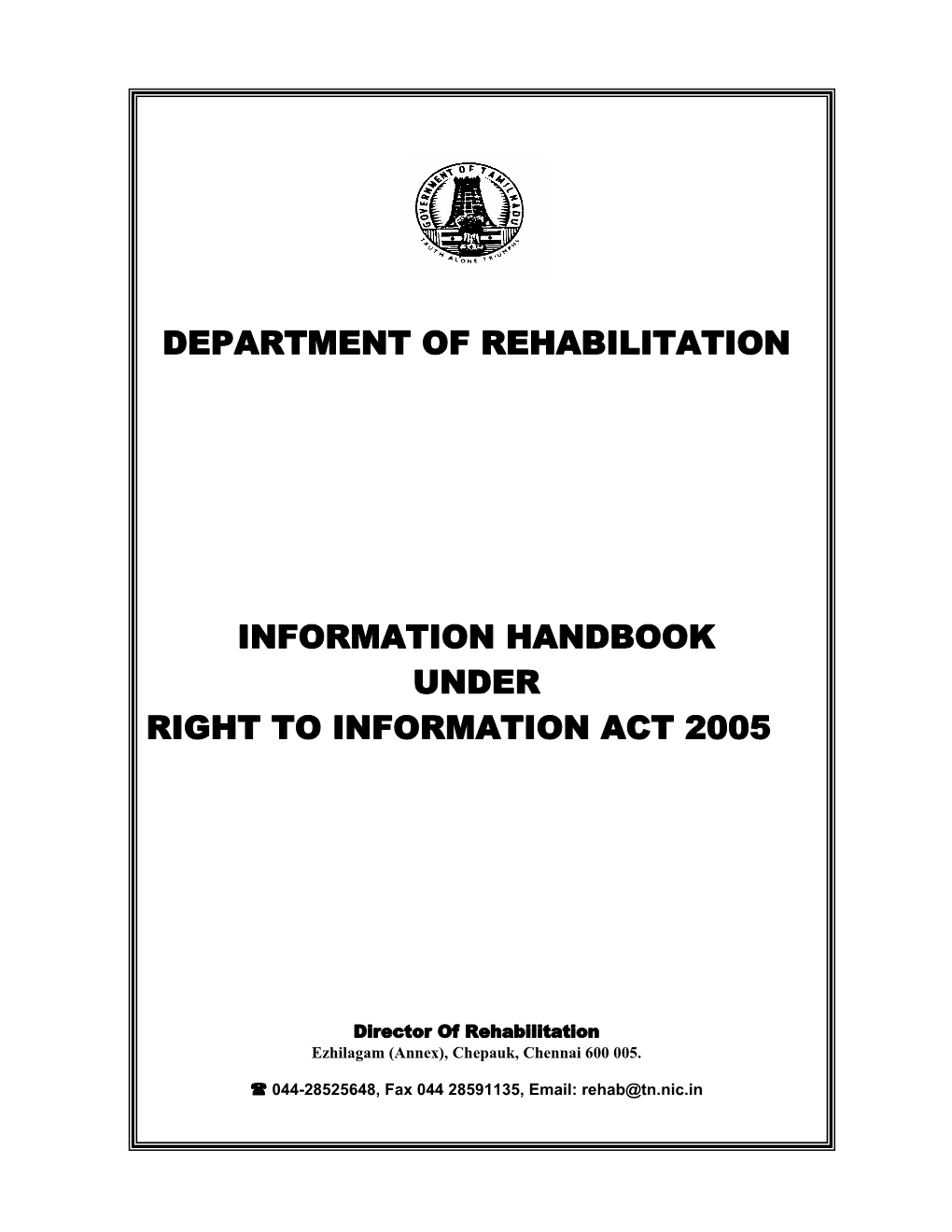 Department of Rehabilitation Information Handbook Under Right To