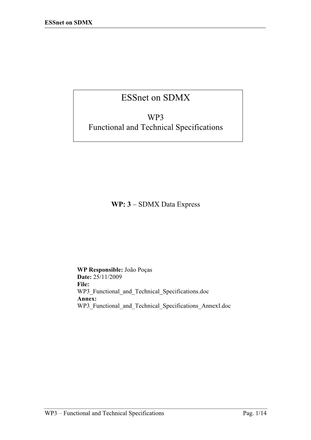 WP3 Functional and Technical Specifications