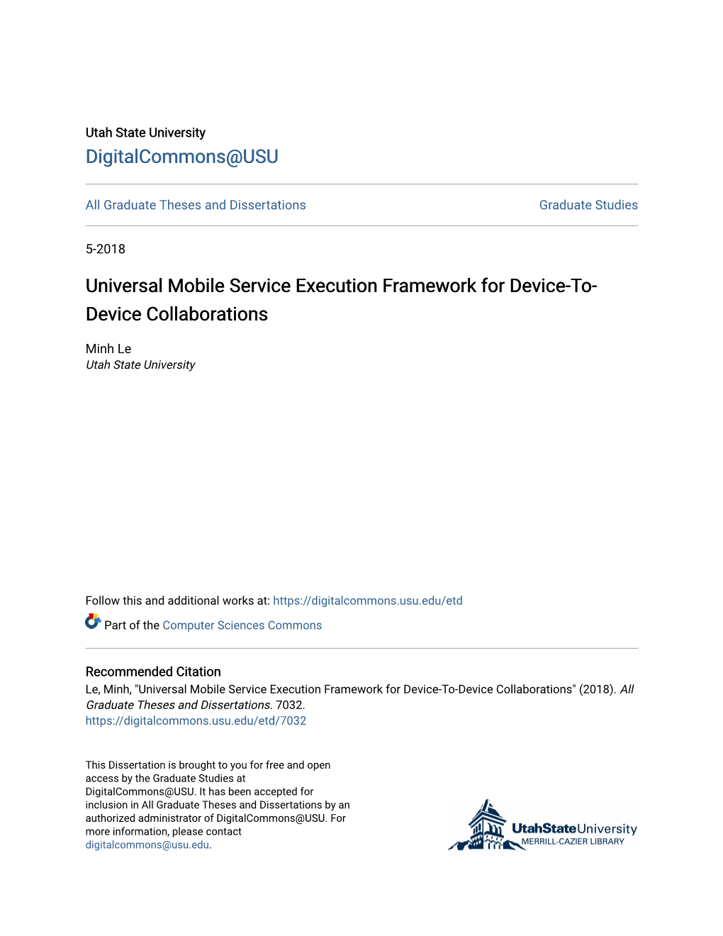 Universal Mobile Service Execution Framework for Device-To-Device Collaborations" (2018)