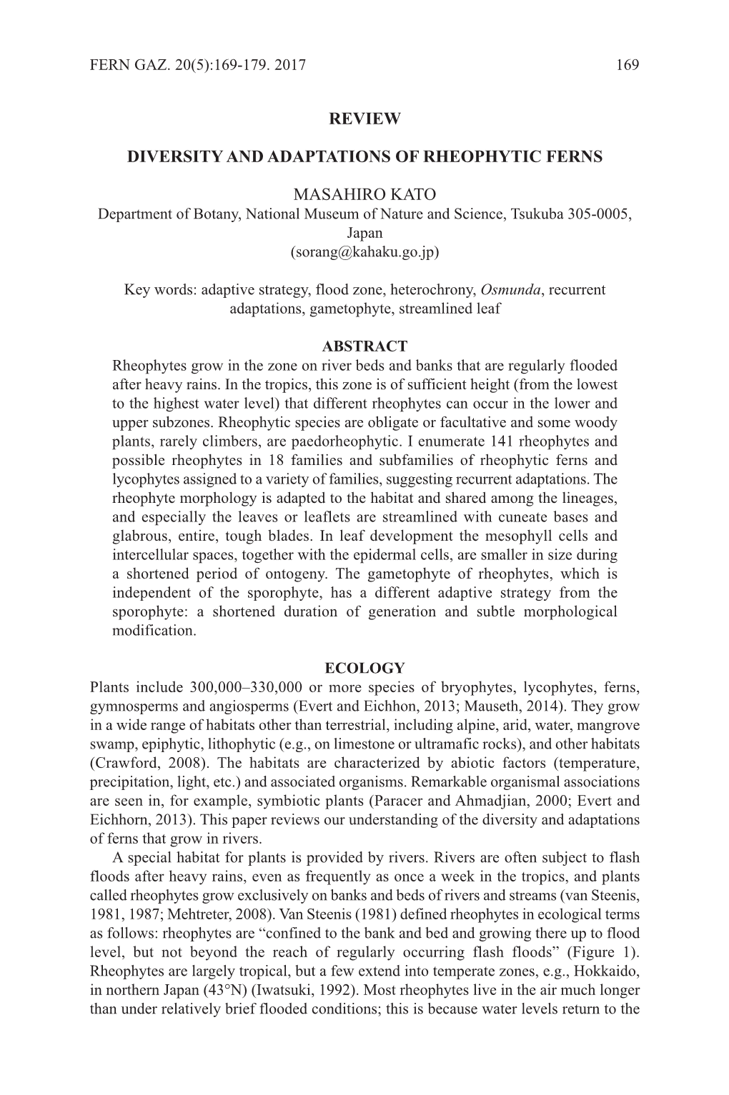 Review Diversity and Adaptations of Rheophytic