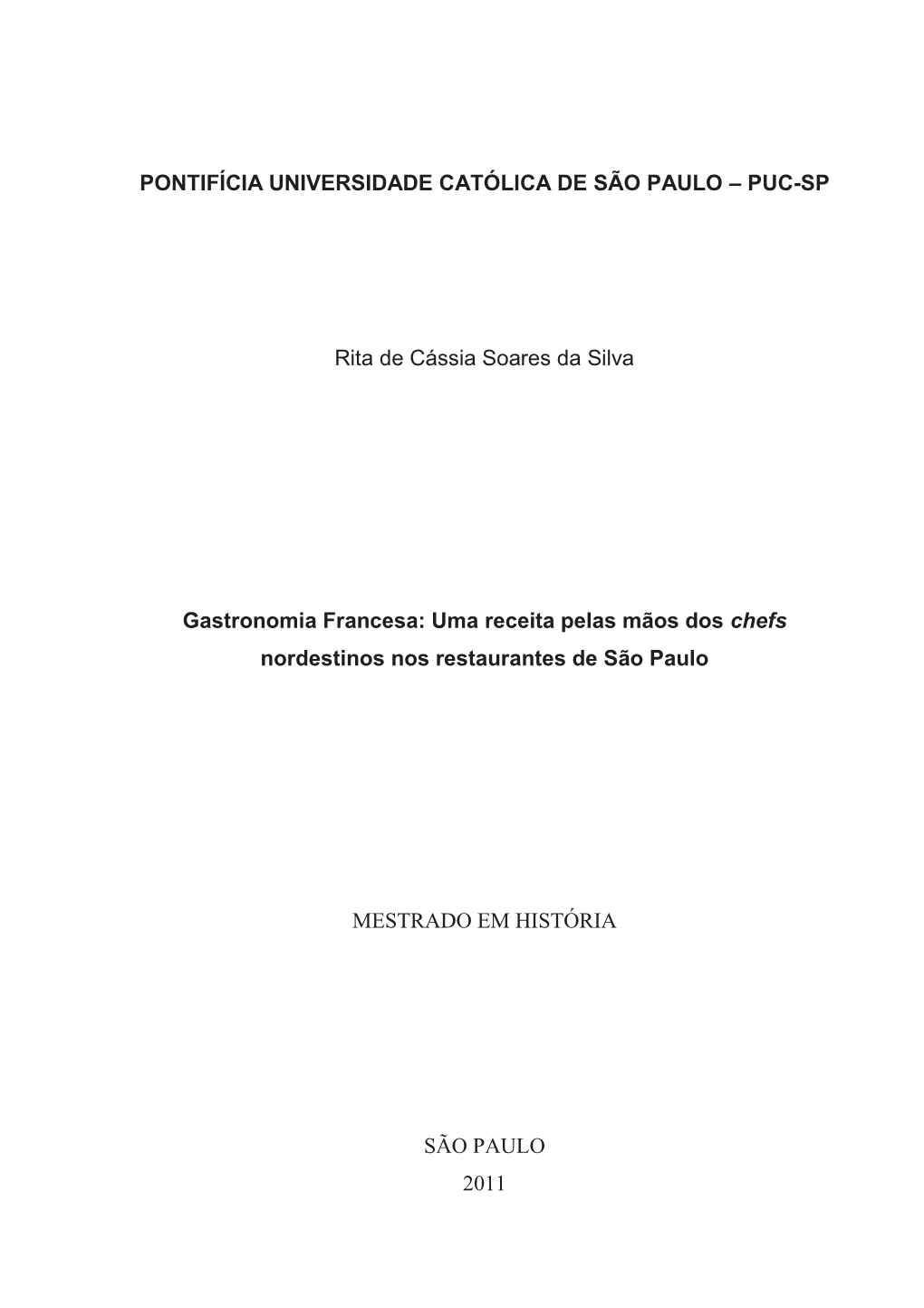 PUC-SP Rita De Cássia Soares Da Silva Gastronomia Francesa