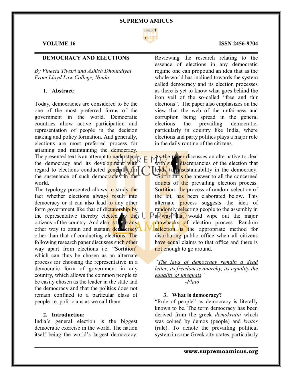 DEMOCRACY and ELECTIONS by Vineeta Tiwari and Ashish Dhoundiyal