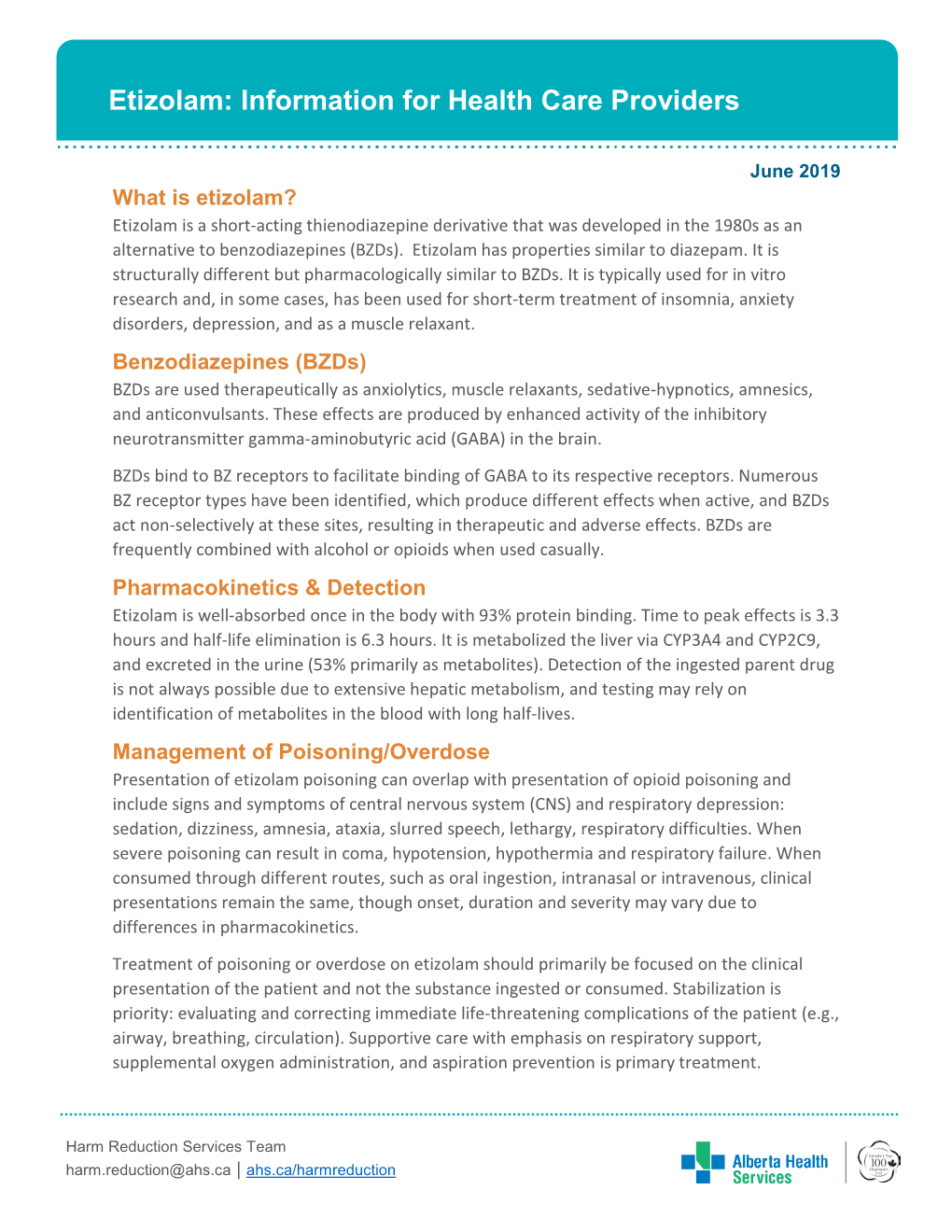 Etizolam: Information for Health Care Providers