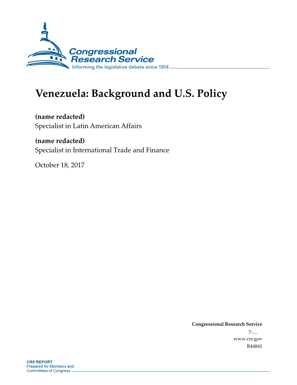 Venezuela: Background and U.S