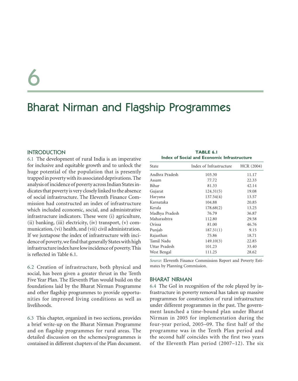 Bharat Nirman and Flagship Programmes