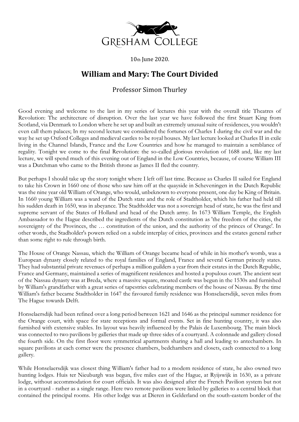 William and Mary: the Court Divided