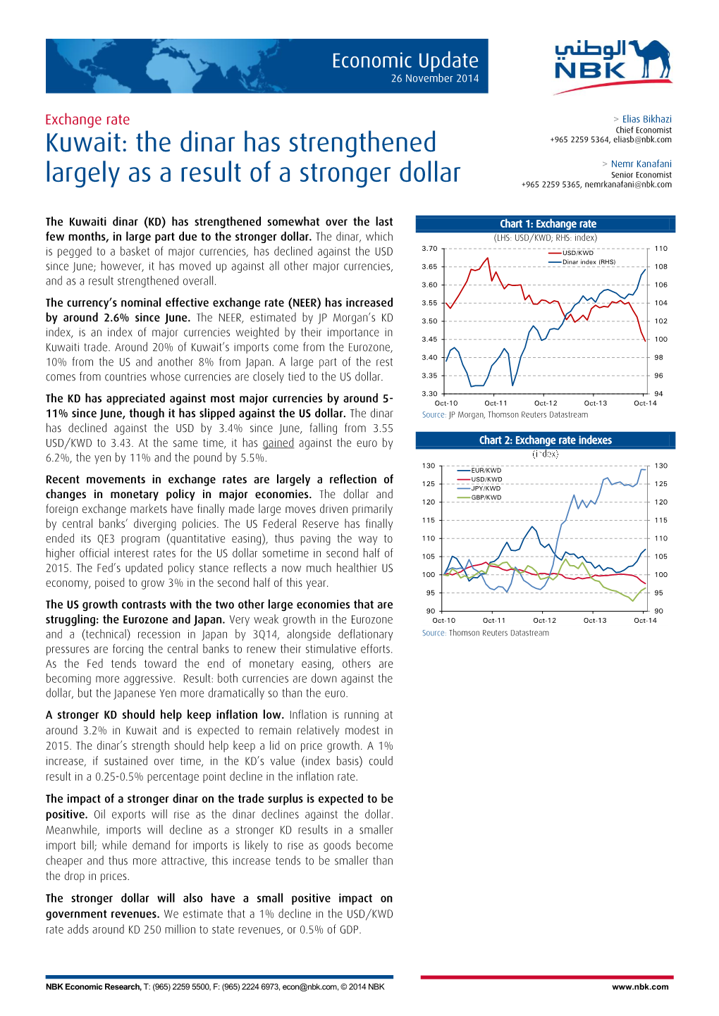 Kuwait: the Dinar Has Strengthened Largely As a Result of a Stronger Dollar