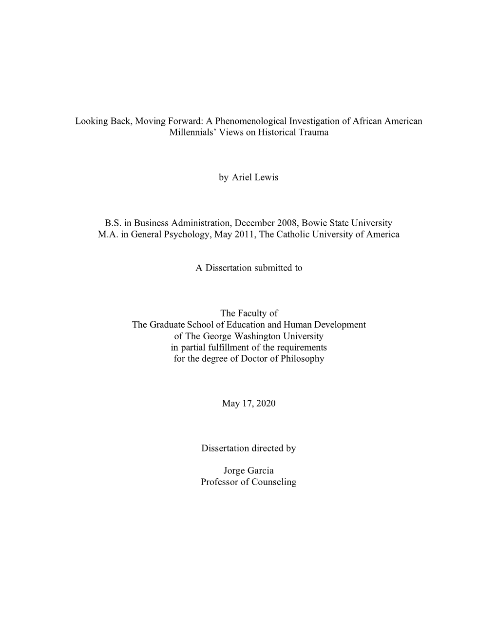 Looking Back, Moving Forward: a Phenomenological Investigation of African American Millennials’ Views on Historical Trauma